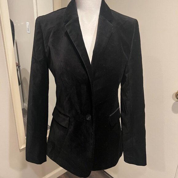 NWT Ann Taylor Black Velvet Single Button Jacket, SIze 4 - Picture 2 of 16